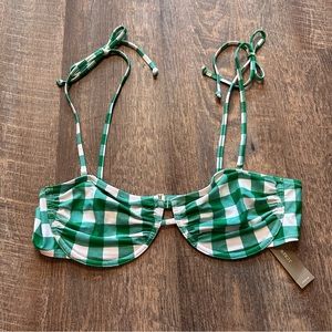 J Crew Swim J Crew Tieshoulder Underwire Bikini Top In Gingham 38c